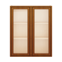 J&K Mocha Glazed K10 Wall Glass Cabinet - 30" W x 36" H (No Glass Insert)