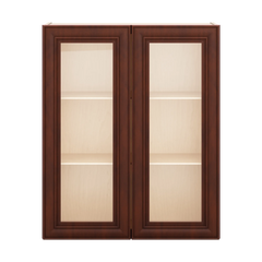 J&K Mahogany J5 Wall Glass Cabinet - 30" W x 36" H (No Glass Insert)
