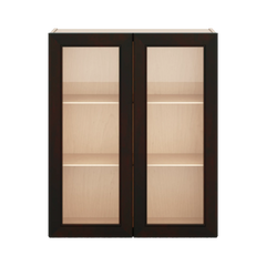 J&K Espresso K8 Wall Glass Cabinet - 30" W x 36" H (No Glass Insert)