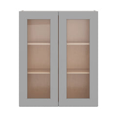 J&K Castle Grey S5 Wall Glass Cabinet - 30" W x 36" H (No Glass Insert)