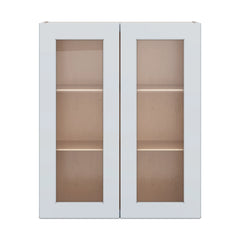 J&K White Shaker S8 Wall Glass Cabinet - 30" W x 36" H (No Glass Insert)