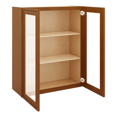 J&K Mocha Glazed K10 Wall Glass Cabinet - 30" W x 36" H (No Glass Insert)