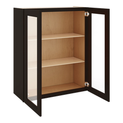 J&K Espresso K8 Wall Glass Cabinet - 30" W x 36" H (No Glass Insert)