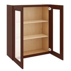 J&K Mahogany J5 Wall Glass Cabinet - 30" W x 36" H (No Glass Insert)