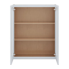 J&K White Shaker S8 Wall Glass Cabinet - 30" W x 36" H (No Glass Insert)