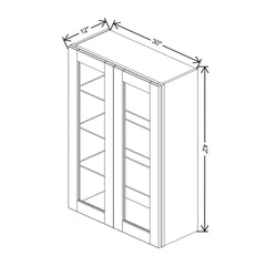 J&K Almond S2 Wall Glass Cabinet - 30" W x 42" H (No Glass Insert)