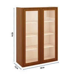 J&K Mocha Glazed K10 Wall Glass Cabinet - 30" W x 42" H (No Glass Insert)