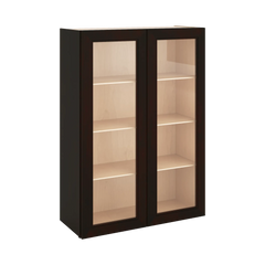 J&K Espresso K8 Wall Glass Cabinet - 30" W x 42" H (No Glass Insert)