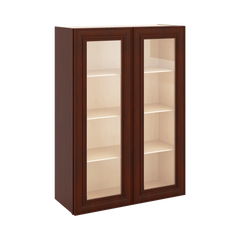 J&K Mahogany J5 Wall Glass Cabinet - 30" W x 42" H (No Glass Insert)