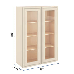 J&K Pearl Glazed H9 Wall Glass Cabinet - 30" W x 42" H (No Glass Insert)