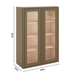 J&K Hazel H8 Wall Glass Cabinet - 30" W x 42" H (No Glass Insert)