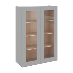 J&K Castle Grey S5 Wall Glass Cabinet - 30" W x 42" H (No Glass Insert)