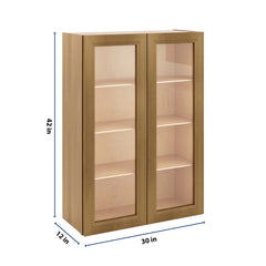 J&K Butterscotch B8 Wall Glass Cabinet - 30" W x 42" H (No Glass Insert)