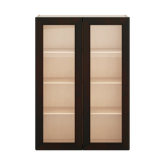 J&K Espresso K8 Wall Glass Cabinet - 30" W x 42" H (No Glass Insert)