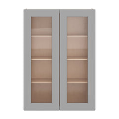J&K Castle Grey S5 Wall Glass Cabinet - 30" W x 42" H (No Glass Insert)