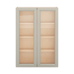 J&K Pebble B6 Wall Glass Cabinet - 30" W x 42" H (No Glass Insert)