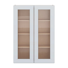 J&K White Shaker S8 Wall Glass Cabinet - 30" W x 42" H (No Glass Insert)
