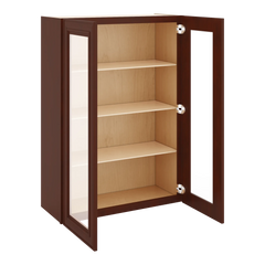 J&K Mahogany J5 Wall Glass Cabinet - 30" W x 42" H (No Glass Insert)