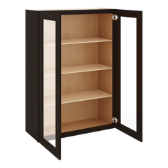 J&K Espresso K8 Wall Glass Cabinet - 30" W x 42" H (No Glass Insert)
