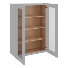 J&K Castle Grey S5 Wall Glass Cabinet - 30" W x 42" H (No Glass Insert)