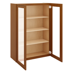 J&K Mocha Glazed K10 Wall Glass Cabinet - 30" W x 42" H (No Glass Insert)