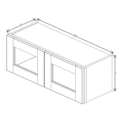 J&K Almond S2 Wall Glass Cabinet - 33" W x 12" H (No Glass Insert)