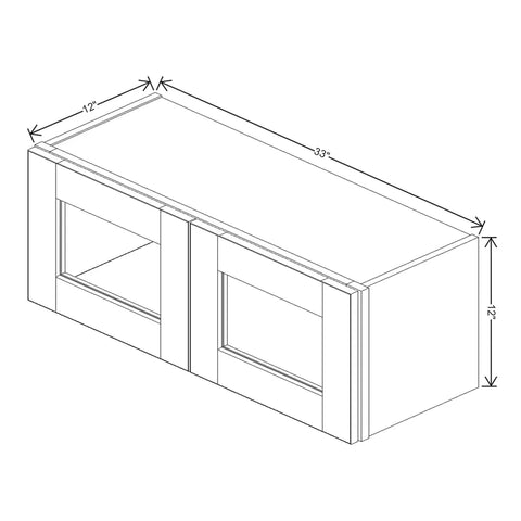J&K Creme Glazed A7 Wall Glass Cabinet - 33" W x 12" H (No Glass Insert)