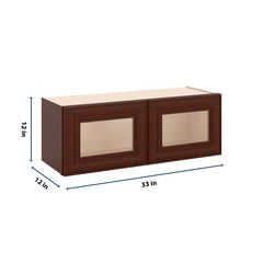 J&K Mahogany J5 Wall Glass Cabinet - 33" W x 12" H (No Glass Insert)