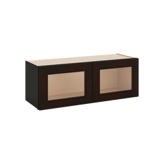 J&K Espresso K8 Wall Glass Cabinet - 33" W x 12" H (No Glass Insert)