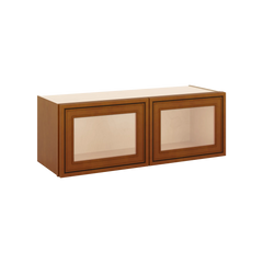 J&K Mocha Glazed K10 Wall Glass Cabinet - 33" W x 12" H (No Glass Insert)