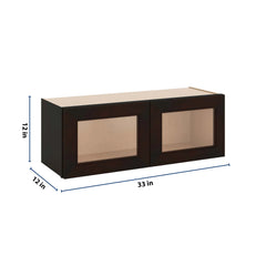 J&K Espresso K8 Wall Glass Cabinet - 33" W x 12" H (No Glass Insert)