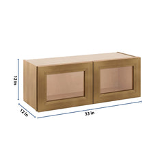 J&K Butterscotch B8 Wall Glass Cabinet - 33" W x 12" H (No Glass Insert)