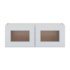 J&K White Shaker S8 Wall Glass Cabinet - 33" W x 12" H (No Glass Insert)