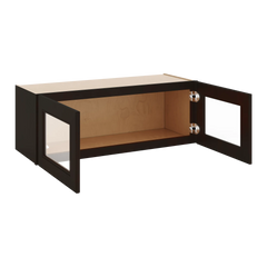 J&K Espresso K8 Wall Glass Cabinet - 33" W x 12" H (No Glass Insert)