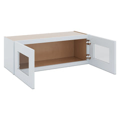 J&K White Shaker S8 Wall Glass Cabinet - 33" W x 12" H (No Glass Insert)