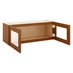J&K Mocha Glazed K10 Wall Glass Cabinet - 33" W x 12" H (No Glass Insert)