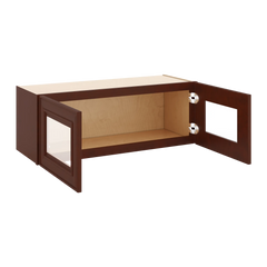J&K Mahogany J5 Wall Glass Cabinet - 33" W x 12" H (No Glass Insert)