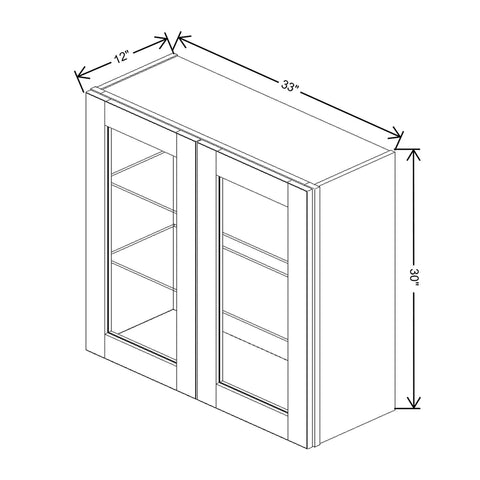 J&K Mahogany J5 Wall Glass Cabinet - 33" W x 30" H (No Glass Insert)