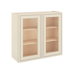J&K Pearl Glazed H9 Wall Glass Cabinet - 33" W x 30" H (No Glass Insert)