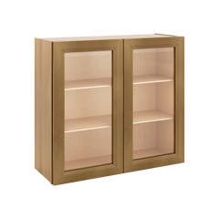 J&K Butterscotch B8 Wall Glass Cabinet - 33" W x 30" H (No Glass Insert)