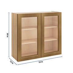 J&K Butterscotch B8 Wall Glass Cabinet - 33" W x 30" H (No Glass Insert)