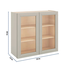 J&K Pebble B6 Wall Glass Cabinet - 33" W x 30" H (No Glass Insert)