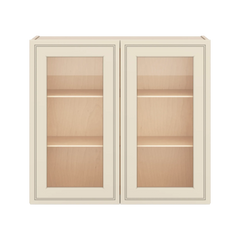 J&K Pearl Glazed H9 Wall Glass Cabinet - 33" W x 30" H (No Glass Insert)