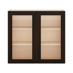 J&K Espresso K8 Wall Glass Cabinet - 33" W x 30" H (No Glass Insert)