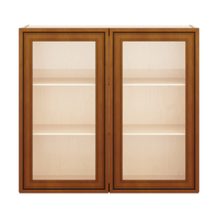 J&K Mocha Glazed K10 Wall Glass Cabinet - 33" W x 30" H (No Glass Insert)