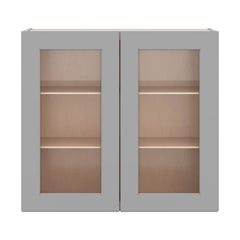 J&K Castle Grey S5 Wall Glass Cabinet - 33" W x 30" H (No Glass Insert)