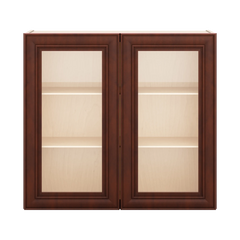 J&K Mahogany J5 Wall Glass Cabinet - 33" W x 30" H (No Glass Insert)