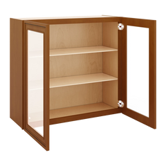 J&K Mocha Glazed K10 Wall Glass Cabinet - 33" W x 30" H (No Glass Insert)