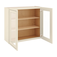 J&K Pearl Glazed H9 Wall Glass Cabinet - 33" W x 30" H (No Glass Insert)