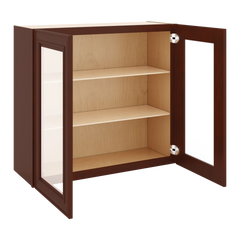 J&K Mahogany J5 Wall Glass Cabinet - 33" W x 30" H (No Glass Insert)